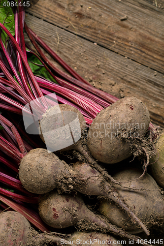 Image of Beets on wooden background