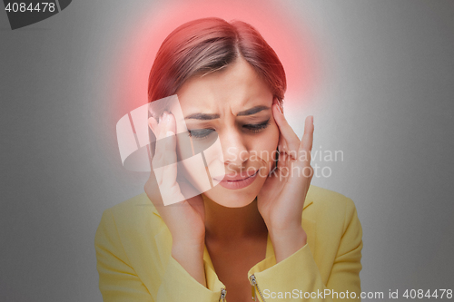 Image of The young woman\'s portrait with pain emotions