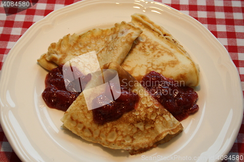 Image of Pancakes with strawberry jam