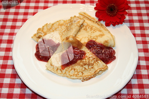 Image of Pancakes with strawberry jam