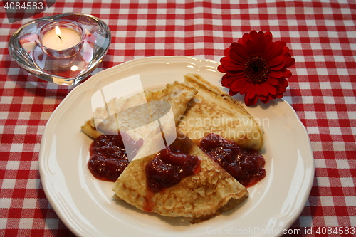 Image of Pancakes with strawberry jam
