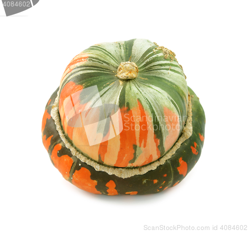 Image of Unusual orange and green striped turban squash