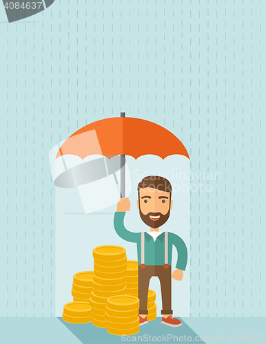 Image of Businessman with umbrella
