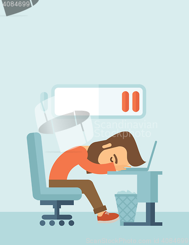 Image of Lying tired employee.