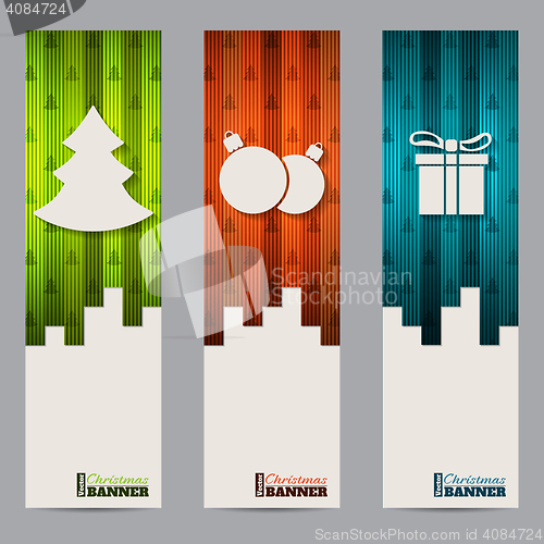 Image of Christmas shopping labels with striped colorful elements