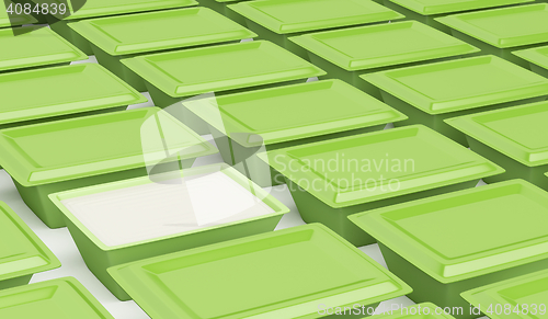 Image of Green plastic containers