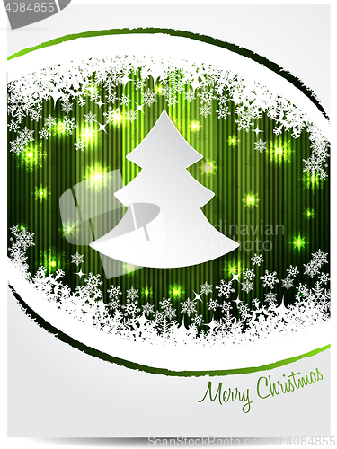 Image of Green white christmas greeting card