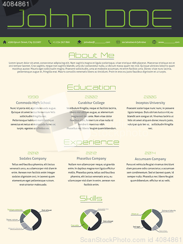 Image of Modern curriculum vitae cv resume in green gray colors