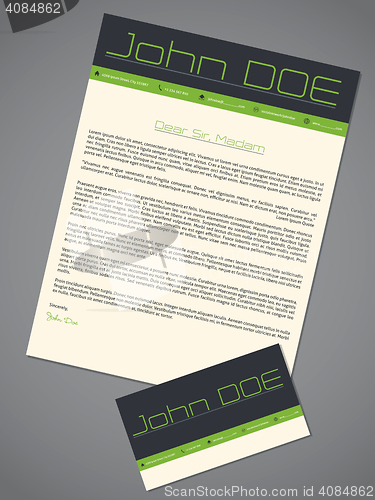 Image of Modern cover letter cv resume in green gray colors
