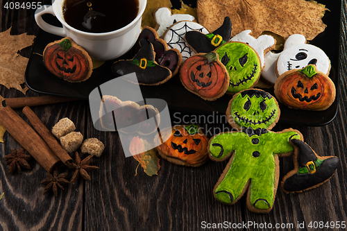 Image of Homemade delicious ginger biscuits for Halloween