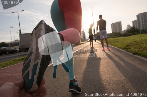 Image of multiethnic group of people on the jogging