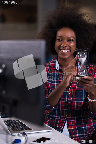 Image of portrait of a young successful African-American woman in modern 