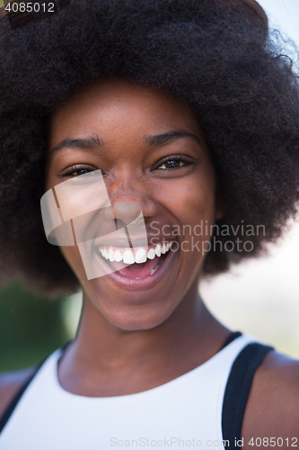 Image of Close up portrait of a beautiful young african american woman sm