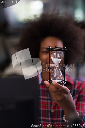 Image of portrait of a young successful African-American woman in modern 