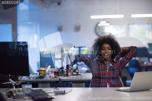 Image of portrait of a young successful African-American woman in modern 