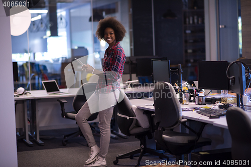 Image of portrait of a young successful African-American woman in modern 