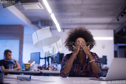 Image of portrait of a young successful African-American woman in modern 