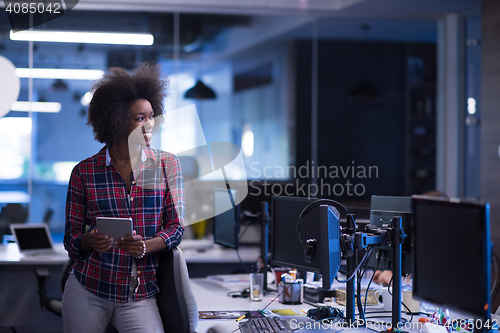 Image of portrait of a young successful African-American woman in modern 