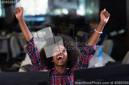 Image of portrait of a young successful African-American woman in modern 