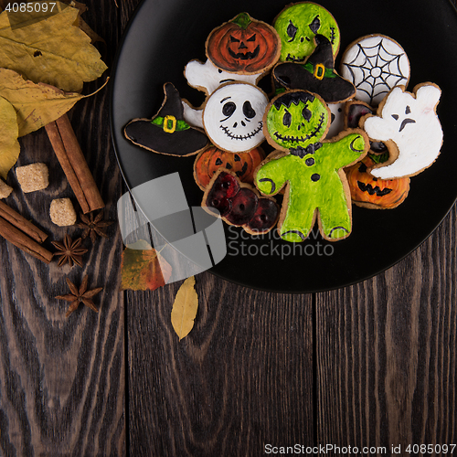 Image of Homemade delicious ginger biscuits for Halloween