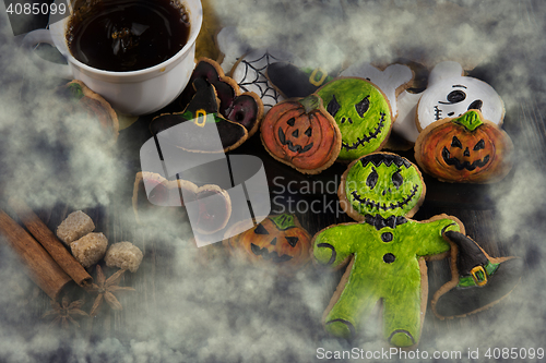 Image of Homemade delicious ginger biscuits for Halloween