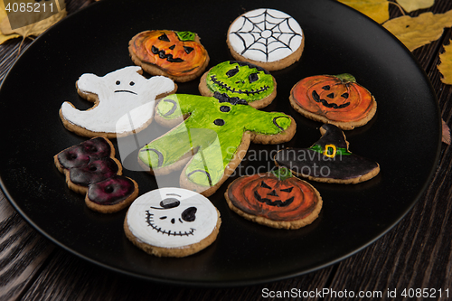 Image of Homemade delicious ginger biscuits for Halloween