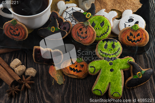 Image of Homemade delicious ginger biscuits for Halloween