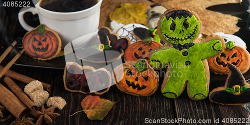 Image of Homemade delicious ginger biscuits for Halloween