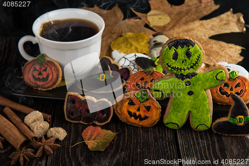 Image of Homemade delicious ginger biscuits for Halloween