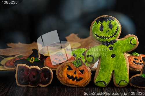 Image of Homemade delicious ginger biscuits for Halloween