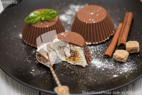 Image of dessert from cream and chocolate