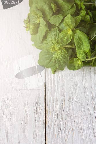 Image of Fresh peppermint on wood