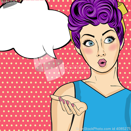 Image of Pop art  woman . Comic woman with speech bubble