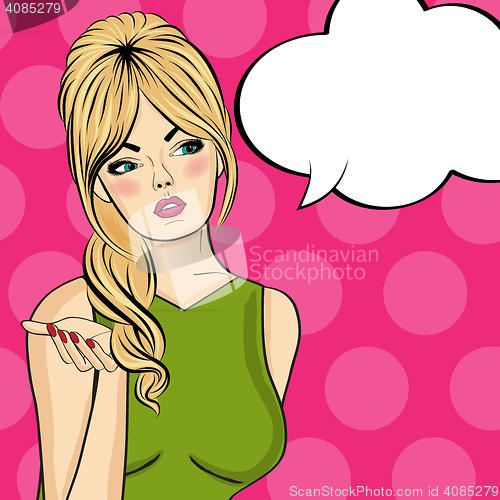 Image of Pop art  woman . Comic woman with speech bubble