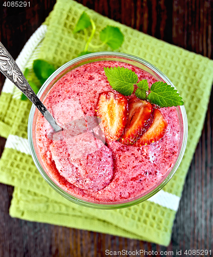 Image of Jelly air strawberry in glass bowl on board top