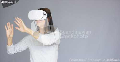 Image of Woman with Virtual Reality 3D glasses