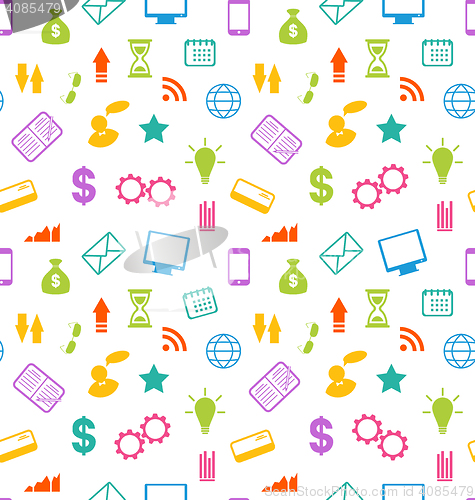 Image of Seamless Pattern with Business and Financial Icons