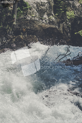 Image of Wild river stream with splashing water