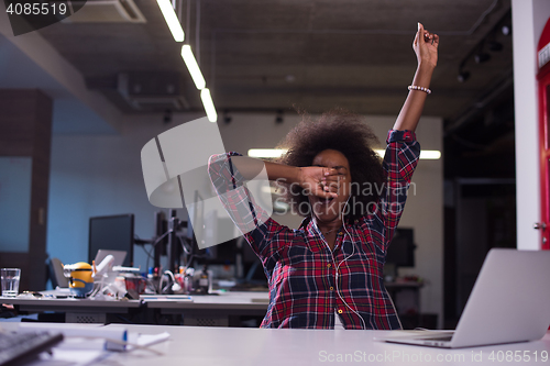 Image of portrait of a young successful African-American woman in modern 
