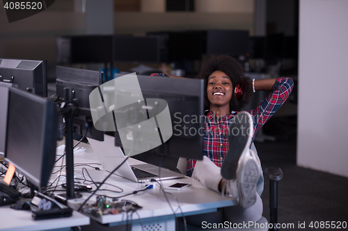 Image of portrait of a young successful African-American woman in modern 