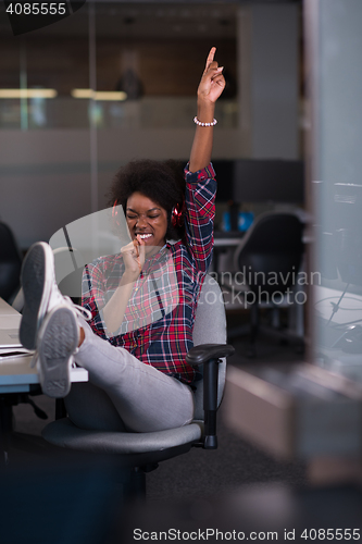 Image of portrait of a young successful African-American woman in modern 