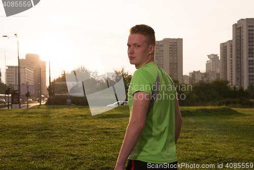 Image of portrait of a young man on jogging