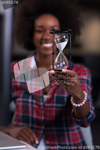 Image of portrait of a young successful African-American woman in modern 