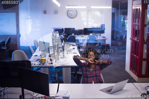 Image of portrait of a young successful African-American woman in modern 