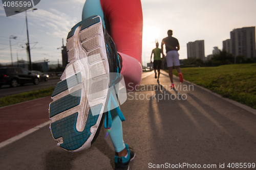 Image of multiethnic group of people on the jogging