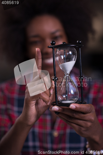 Image of portrait of a young successful African-American woman in modern 