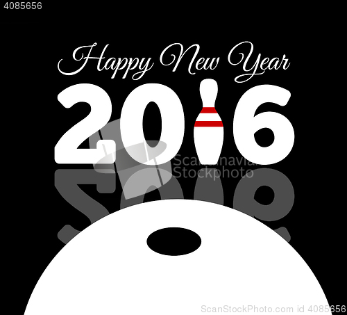 Image of Congratulations to the happy new 2016 year with a bowling and ball