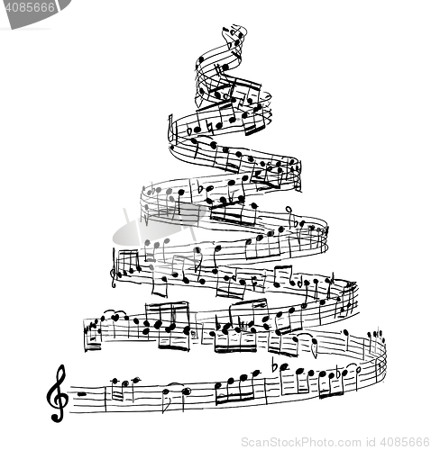 Image of Christmas tree from music notes