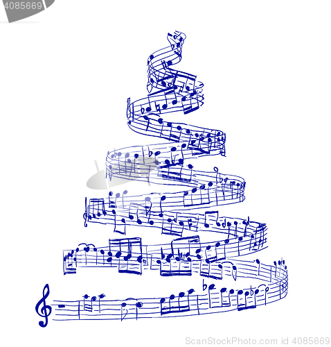 Image of Christmas tree from music notes