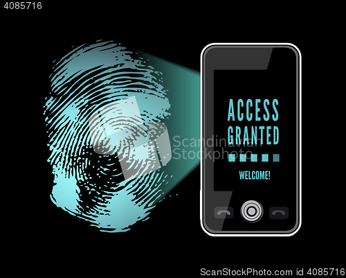 Image of Smartphone scanning a fingerprint.